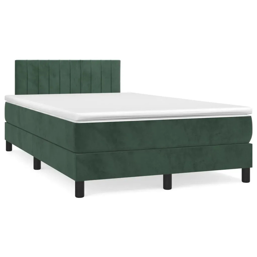 vidaXL Boxspringbett mit Matratze in Dunkelgrün aus Samt, Hybrid-Design mit Taschenfederkern, B/T: 120 x 200 cm - Bild 2
