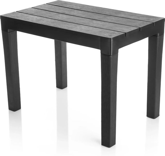 BigDean Garten Beistelltisch aus Kunststoff in Schwarz, wetterfester Campingtisch für Indoor und Outdoor, B/T/H: 50 x 43 x 43 cm - Bild 1