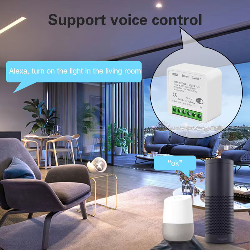 GGBEE WLAN Smart Switch 16A Tuya Mini-Schalter mit Sprachsteuerung für Alexa und Yandex Alice, Weiß - Bild 4