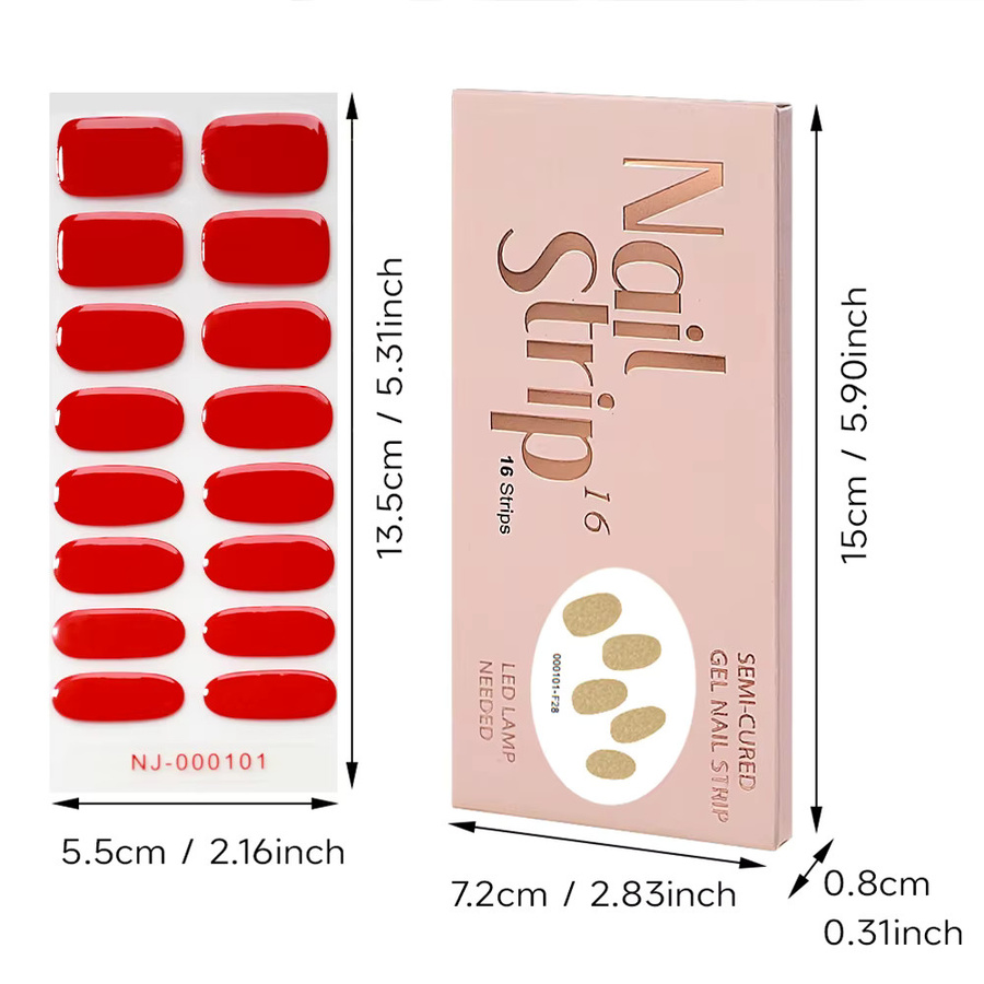 MAFANAILS Nagelstreifen, rot, glänzend, 16 Stück, Unisex - Bild 5
