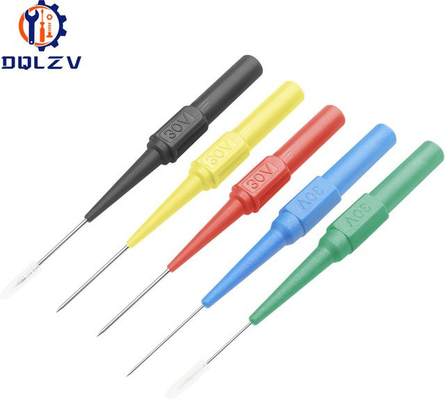 30V Auto Diagnose Werkzeug Multimeter Testleitungen mit Piercing Nadelspitzen und mechanischem Stecker, Rot und Mehrfarbig - Bild 1