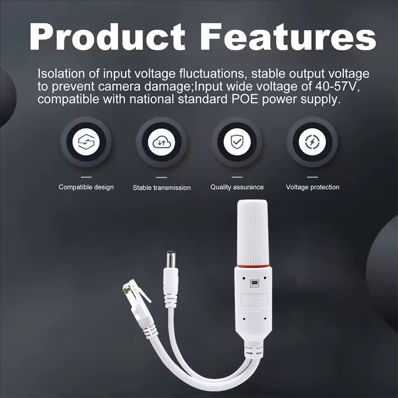 SHOYEE PoE-Splitter IP67 48V auf 12V Adapter für Outdoor-IP-Kamera CCTV-Sicherheitssystem in Weiß - Bild 3