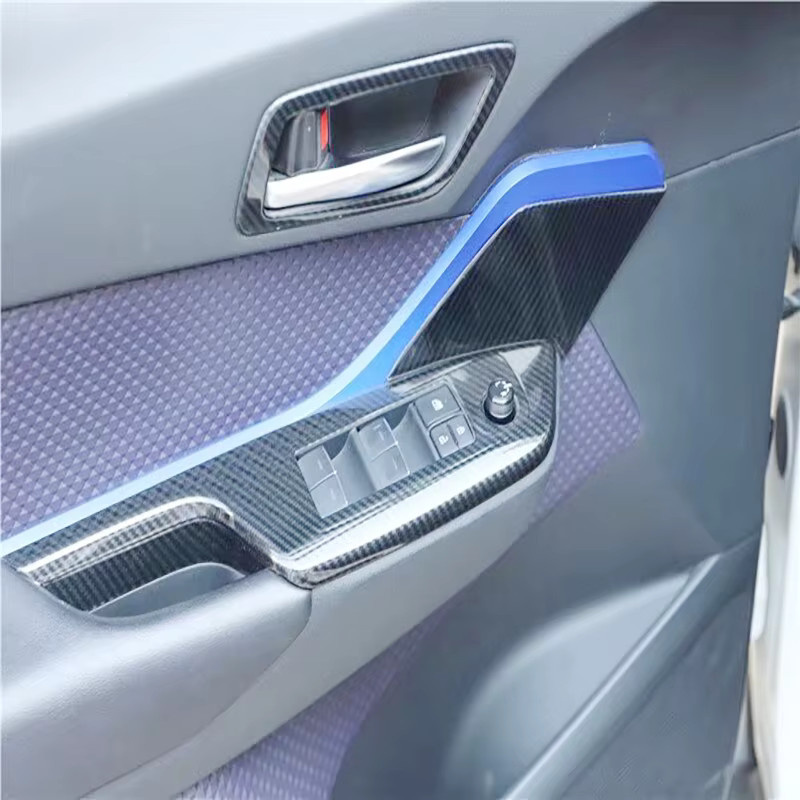 SKIG Fensterheber Schalter Panel für Toyota C-HR (2018-2022) in Schwarz aus ABS Carbon Fiber Innenraum Zubehör - Bild 2