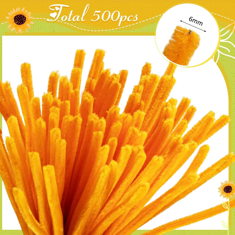 500 Stück Sonnenblumen-Pfeifenreiniger Set als Bastelbedarf für DIY Chenille-Stielsträuße - Bild 3