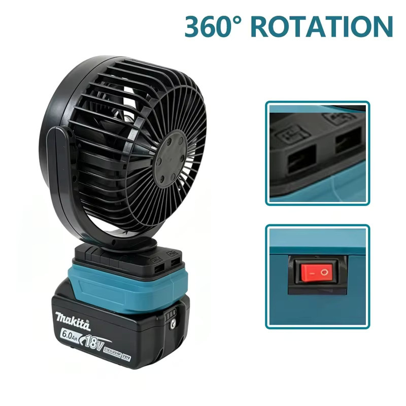 Makita kabelloser Tischventilator in Grün, tragbarer 5-Zoll-Ventilator mit USB Typ C und Geschwindigkeitsregulierung für 18 V - Bild 2
