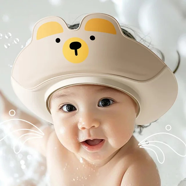Einstellbare Kinder Shampoo Kappe Dinosaurier in Pink als wasserdichtes Bad Visier mit Gehörschutz für Babys und Kleinkinder - Bild 1