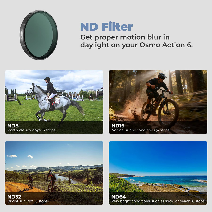 Freewell ND/PL- und ND-Filter-Kit 4er-Pack für DJI Osmo Action 6 in Schwarz - Bild 3