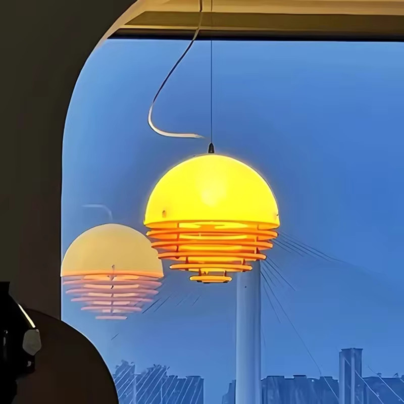 TAONUANSHU Bauhaus Deckenleuchte Orange Glas Pendelleuchte für Restaurant und Bar - Bild 5
