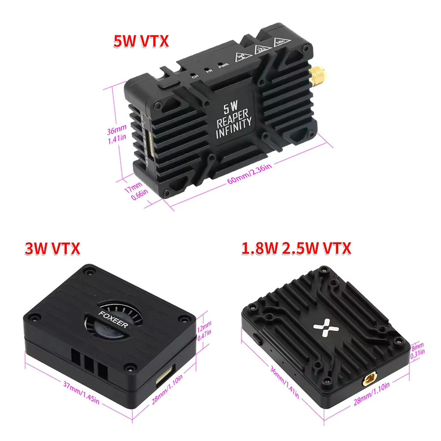 Foxeer Reaper Extreme Infinity VTX Langstrecken-Sender für FPV-Drohnen in Schwarz - Bild 2