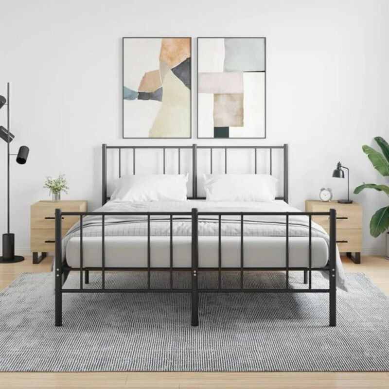 Vidaxl Nachttische 2er Set in Eiche Natur Braun, Modern und Minimalistisch, Holzwerkstoff und Metall, B/T/H: 40 x 35 x 47,5 cm - Bild 1