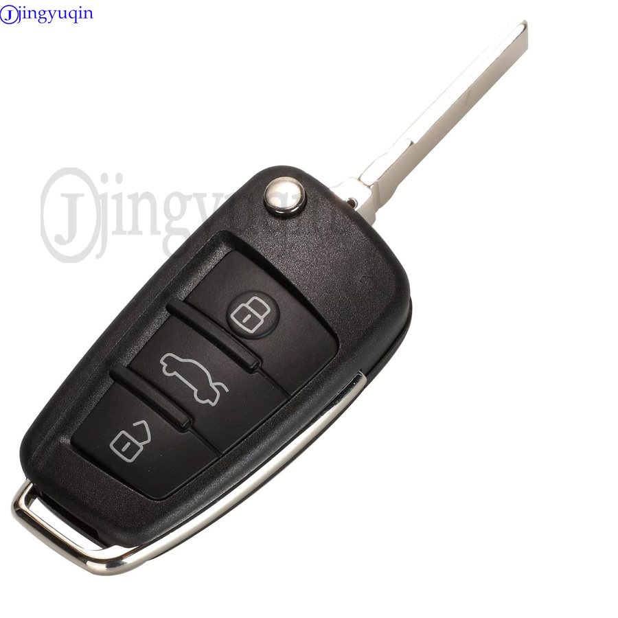 Jingyuqin Auto Fernbedienung Ersatzschlüssel für Audi mit ID48 Chip und 3 Tasten, 315 MHz, Schwarz - Bild 3