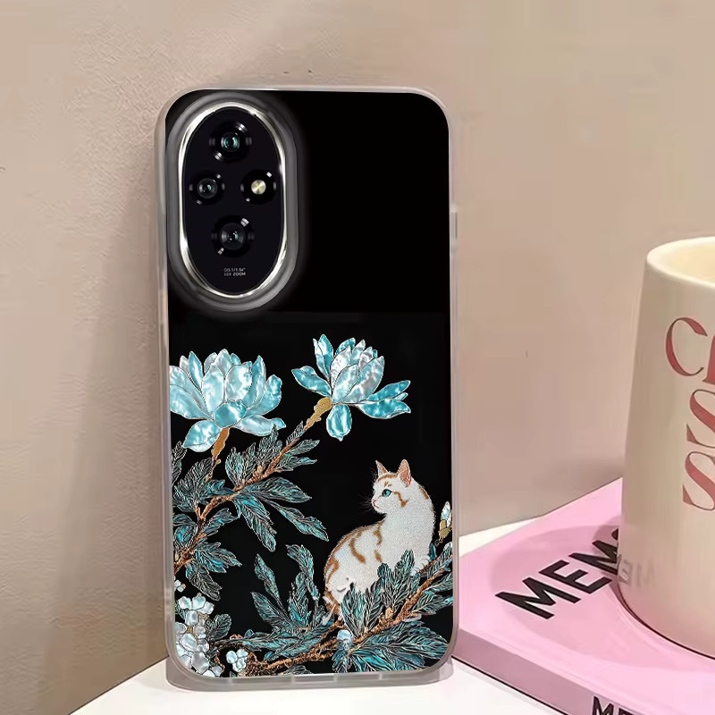 FunYudas Glitzer-Hülle mit Glückskatze und blauer Rose für Honor, Niedliches Mädchen-Design, Farbe: Blau - Bild 2