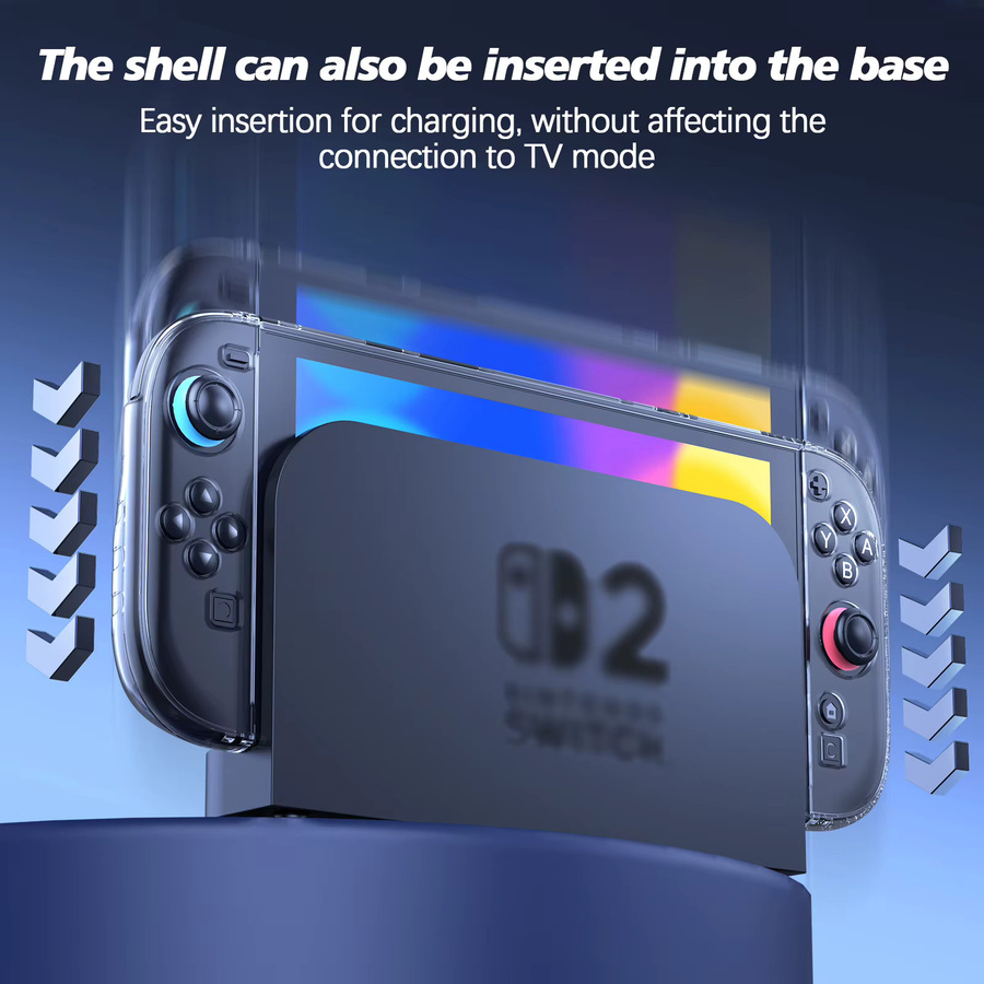 VILCORN Schutzhülle für Nintendo Switch 2, transparente PC-Hartschale für die Rückseite, Rot - Bild 2