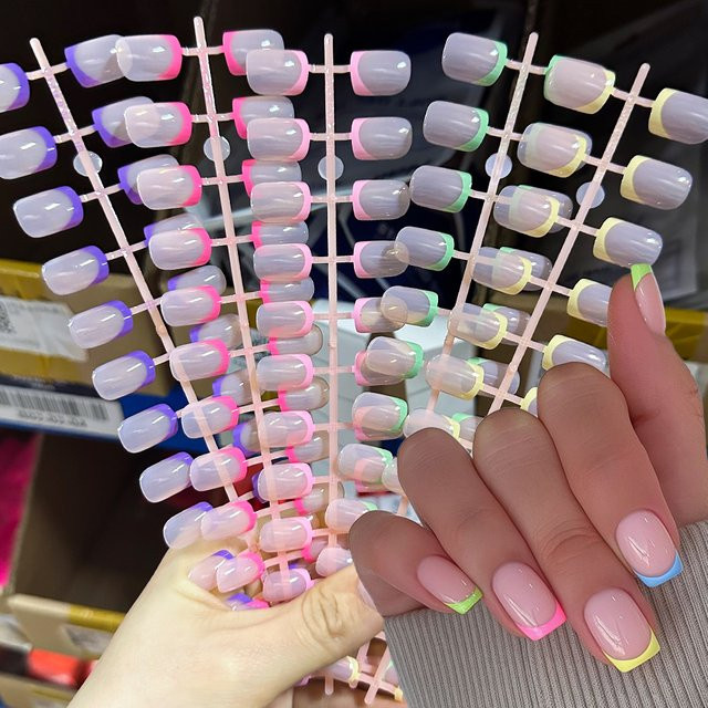 HotPress Press-On-Nagelset, lila rosa Ombre, Glänzend, Gel, 120 Stück - Bild 1