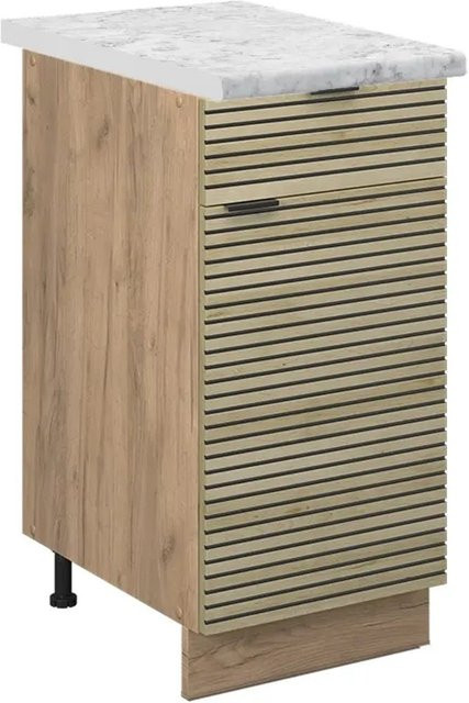 Vicco Küchenunterschrank Fame-Line Schubladenschrank in Eiche mit Marmor-Optik, Breite: 40 cm - Bild 1