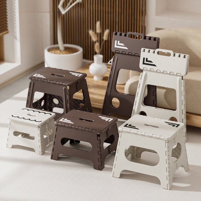 JIAYUAN Klapphocker aus ABS in Braun, tragbarer Minihocker mit Sicherheitsschloss und rutschfestem Design für Kinder und Erwachsene - Bild 1