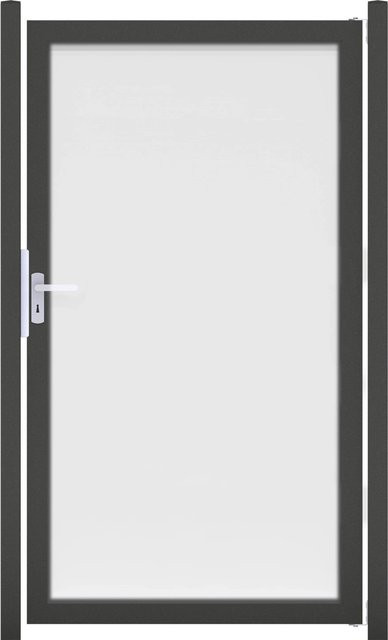 GroJaAmbiente Aluminium-Einzeltor mit satiniertem Glas und Rahmen in DB703 - Bild 1