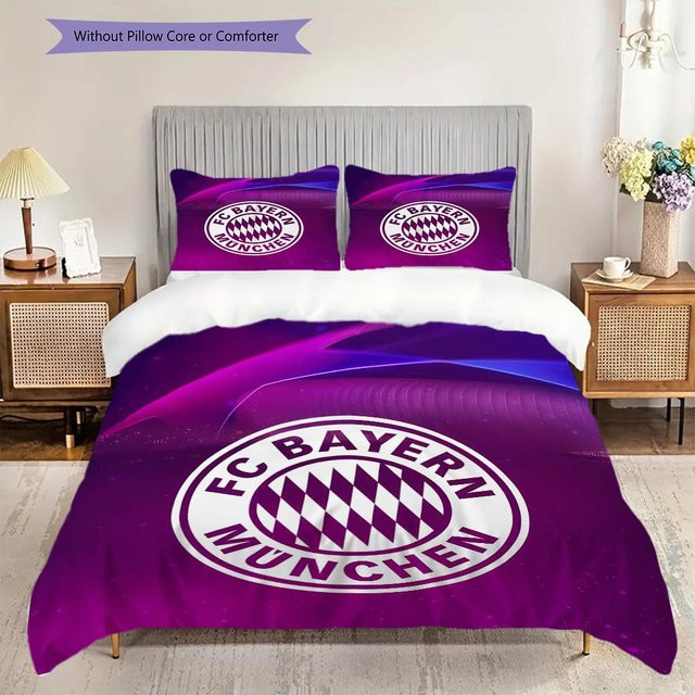 Manus Home FC Bayern München Bettwäsche Set mit Bettbezug und 2 Kissenbezügen, Farbe: Lila, B/H: 250 x 220 cm - Bild 1