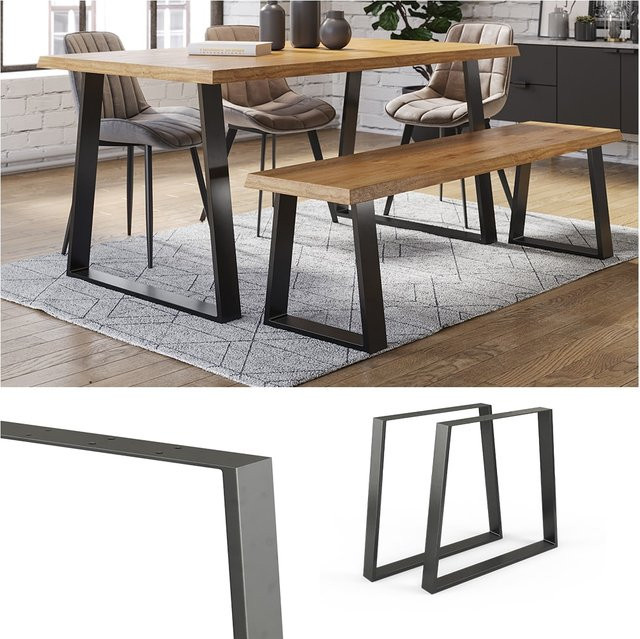Vicco Loft Tischkufen Trapez Tischgestell aus Metall in Schwarz, Höhe: 72 cm - Bild 1