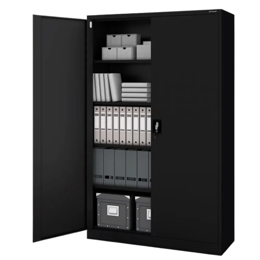 JAN NOWAK Aktenschrank aus Metall mit Flügeltüren und Schloss, Schwarz, H x B x T: 185 x 115 x 40 cm - Bild 2