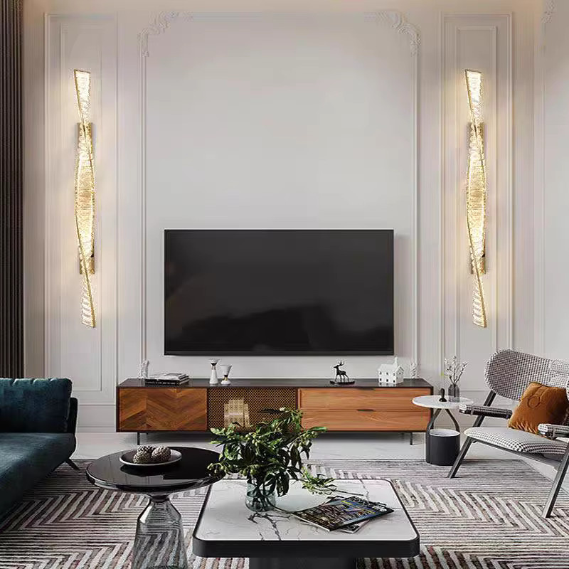 JIANKEXING Kristall-Wandleuchte in Gold/Messing mit transparentem Design für Wohnzimmer, Schlafzimmer und Flur - Bild 5