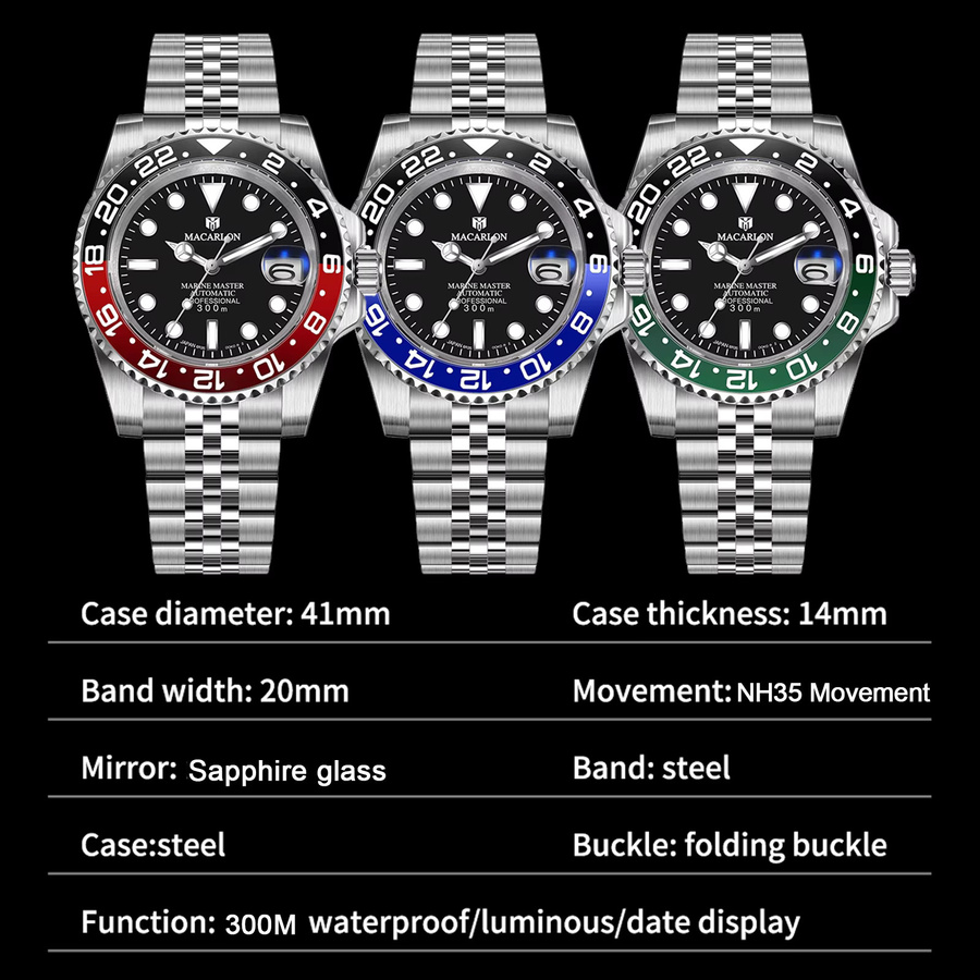 MACARLON Design Automatikuhr, Edelstahl, Saphirglas, Herren - Bild 5