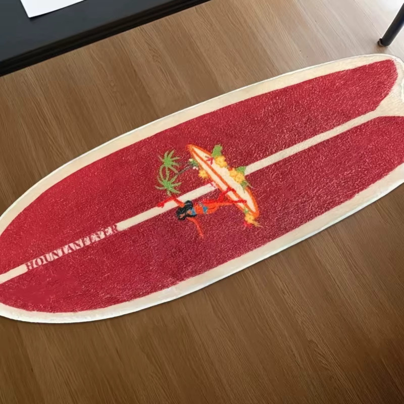 VIKAMA Vintage Surfbrett-Teppich im hawaiianischen Stil, rot, B/T: 120 x 40 cm - Bild 4