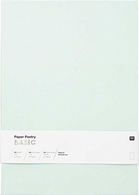 Rico Design Paper Poetry Bogen Basic A4 in Mint, 10 Stück - Bild 1