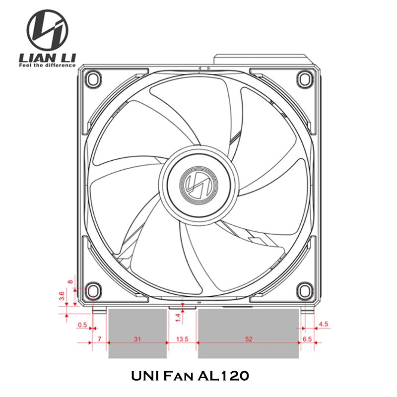 Lian Li UNI Fan AL120 V1 ARGB Kabelloser Lüfter in Weiß mit L-Connect PWM und MB SYNC-Steuerung - Bild 2