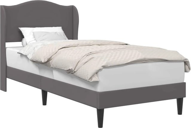 vidaXL Bettrahmen mit Kopfteil aus Kunstleder in Grau, B/T/H: 100 x 200 x 104 cm - Bild 1