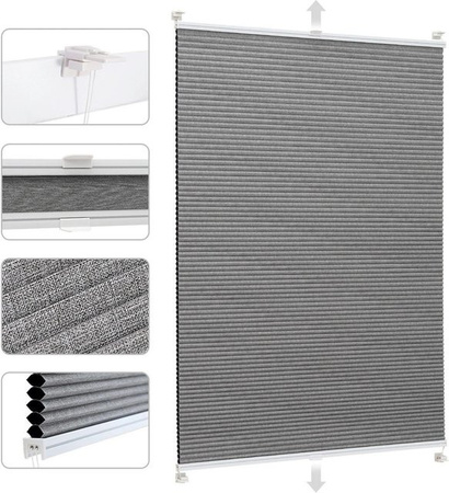 Sekey Wabenplissee ohne Bohren Dunkelgrau, 100% verdunkelnd, B: 75 cm, H: 120 cm