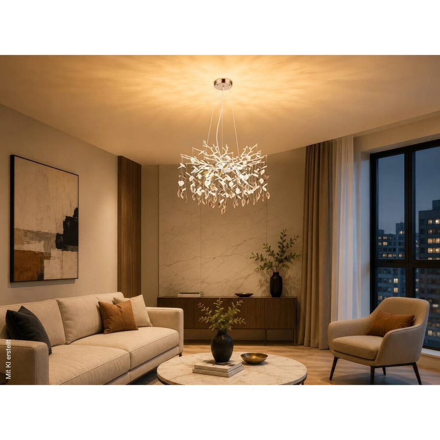 Globo Lighting Pendelleuchte Danna in Chrom und Silber, Material Metall und Kunststoff, H: 120 cm, Durchmesser: 60 cm, 8 G9 Brennstellen - Bild 2