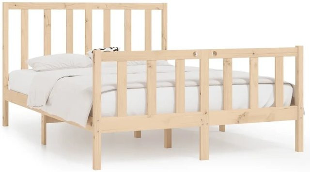 vidaXL Massivholzbett aus Kiefernholz in Braun mit rustikaler Optik, B/T/H: 120 x 190 x 69,5 cm - Bild 1