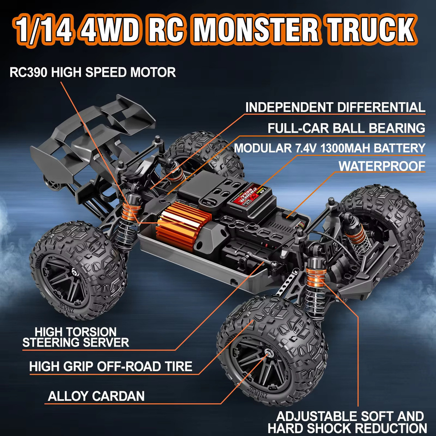 Womaqu 4WD Offroad-RC-Truck, 1:14 Maßstab, Allrad-RC-Autos - Bild 4