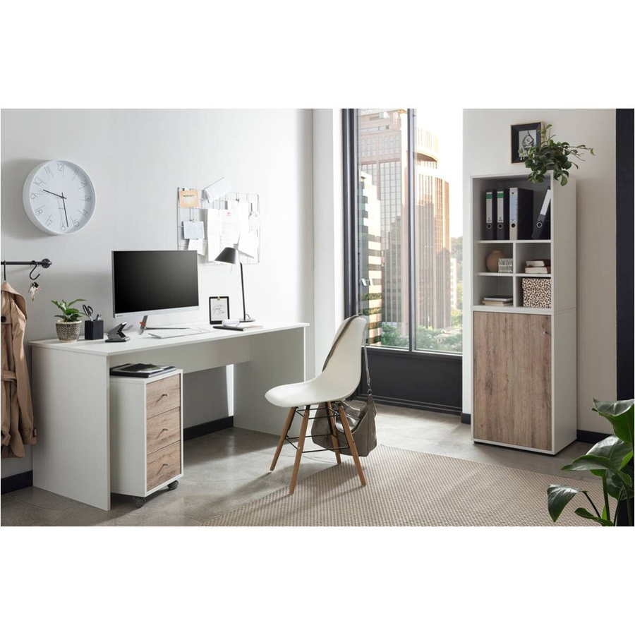 Möbelpartner Midischrank Serie 400 Küchenschrank in Perlweiß mit Wildeiche Optik Nachbildung, B/H/T: 50,9 x 83,6 x 41 cm - Bild 2