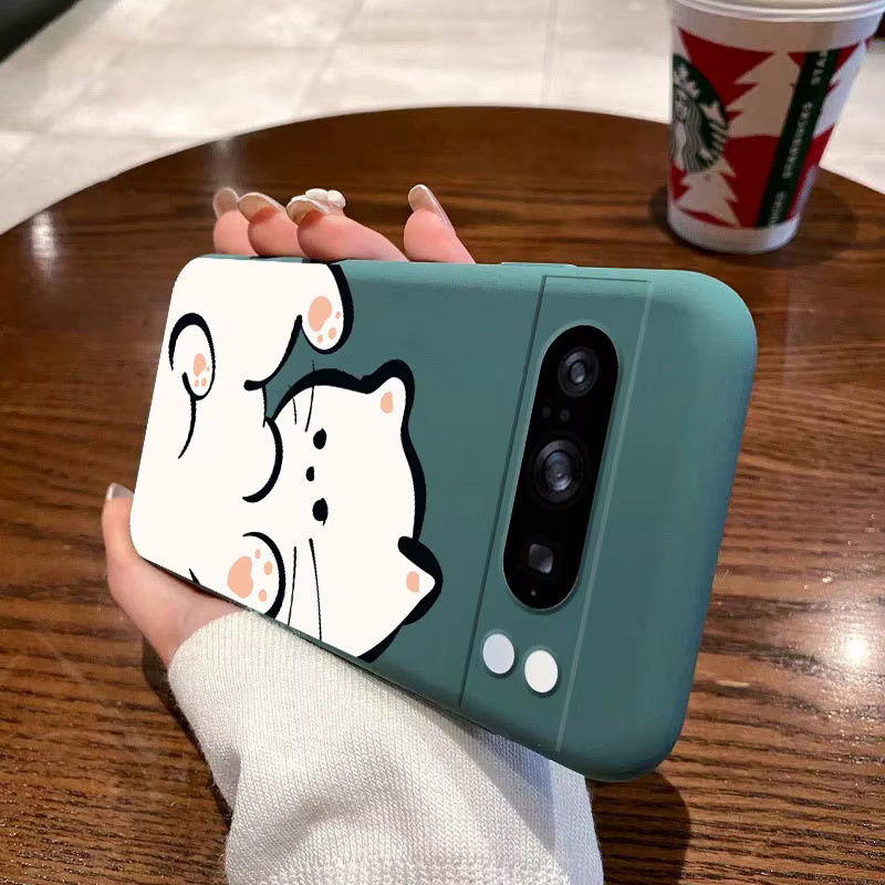 Google Pixel 8 Pro Silikon Handyhülle Fluffy Kitten Design in Grau - Bild 2