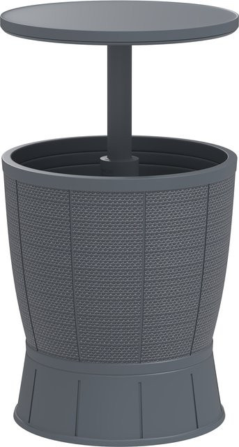 Outsunny 3-in-1 Beistelltisch und Gartentisch mit Kühlbox, höhenverstellbarer Rundtisch für Garten und Balkon, Grau, Durchmesser: 45 cm, Volumen: 41 l - Bild 1