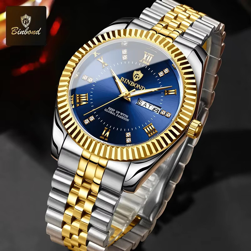 BINBOND Armbanduhr, Quarz, Edelstahl, Blau, Herren - Bild 2