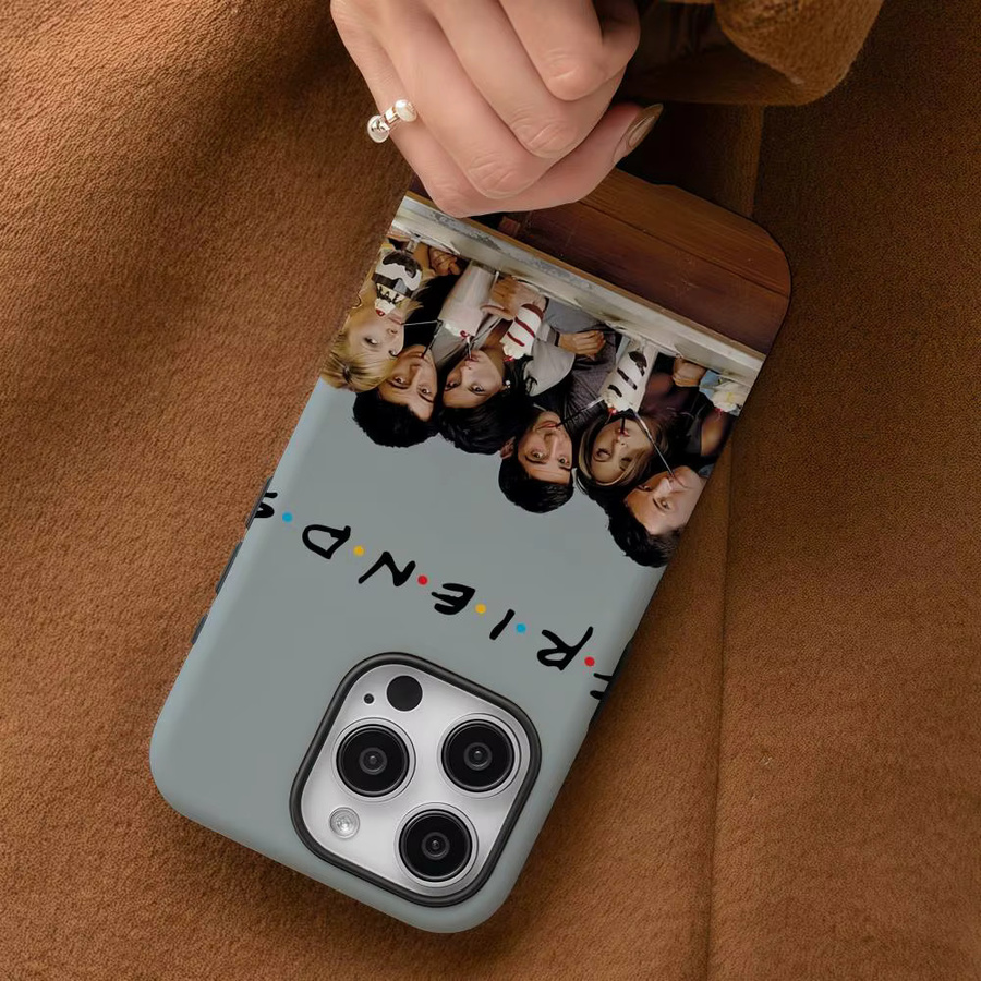Hot TV F-Friends Handyhülle für iPhone 17 16 15 14 13 12 Pro Max Plus, glänzende HD-Doppelschicht-Flüssigkeits-Hartschale in Weiß - Bild 4