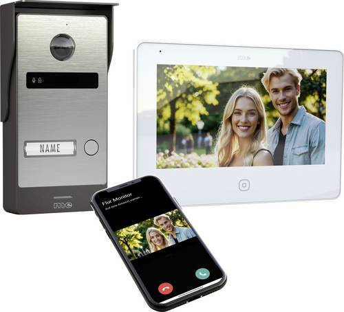 M-e modern-electronics ALL-V10S-M7W-IPS Video-Türsprechanlage WLAN in Weiß und Edelstahl - Bild 1