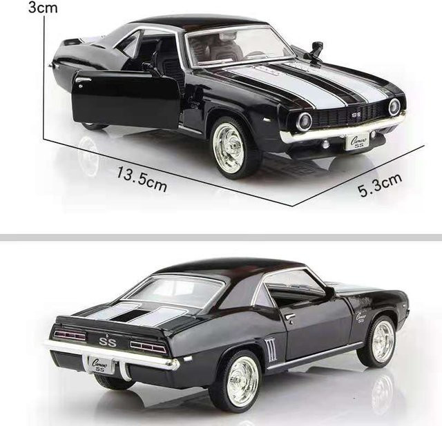 RMZ city 1969 Chevrolet Camaro SS Retro Supersportwagen, Spielzeugfahrzeug, 1:36, Metall, grau - Bild 1