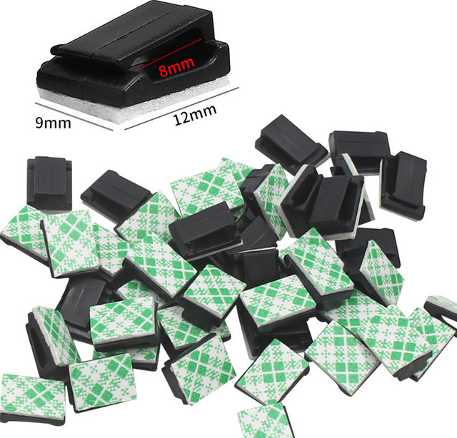 QXNY Selbstklebende Kabelorganizer-Clips in Schwarz für Auto und Schreibtisch - Bild 1