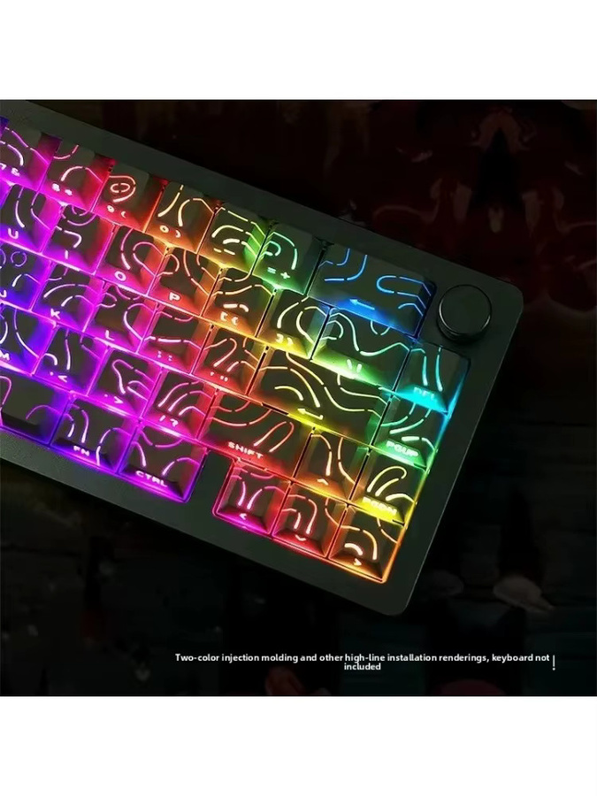 Mechanische Tastatur für MX Gamer mit topografischen PBT Cherry Profil Tastenkappen, 98 Tasten, durchscheinend, Seitendruck-Hintergrundbeleuchtung, Farbe: Weiß/Transparent - Bild 5
