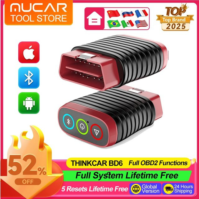 Thinkcar BD6 OBD2-Scanner Bluetooth System-Diagnosetool mit 5 Reset-Funktionen und lebenslangem kabellosem Auto-Codeleser für Android und iPhone inklusive VS und BT200 - Bild 1