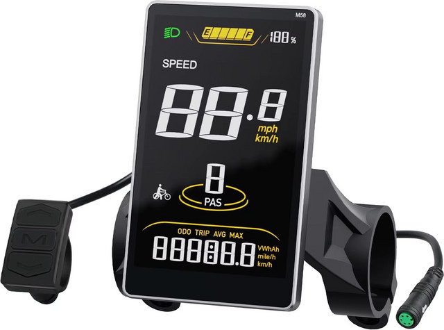 Bafang E-Bike Display SW2-M58 LCD-Bildschirm in Schwarz für BAFANG BBS01 BBS02 BBSHD UART Motoren, 3,8 Zoll wasserdichter E-Bike Tacho mit 5PIN Buchse - Bild 1