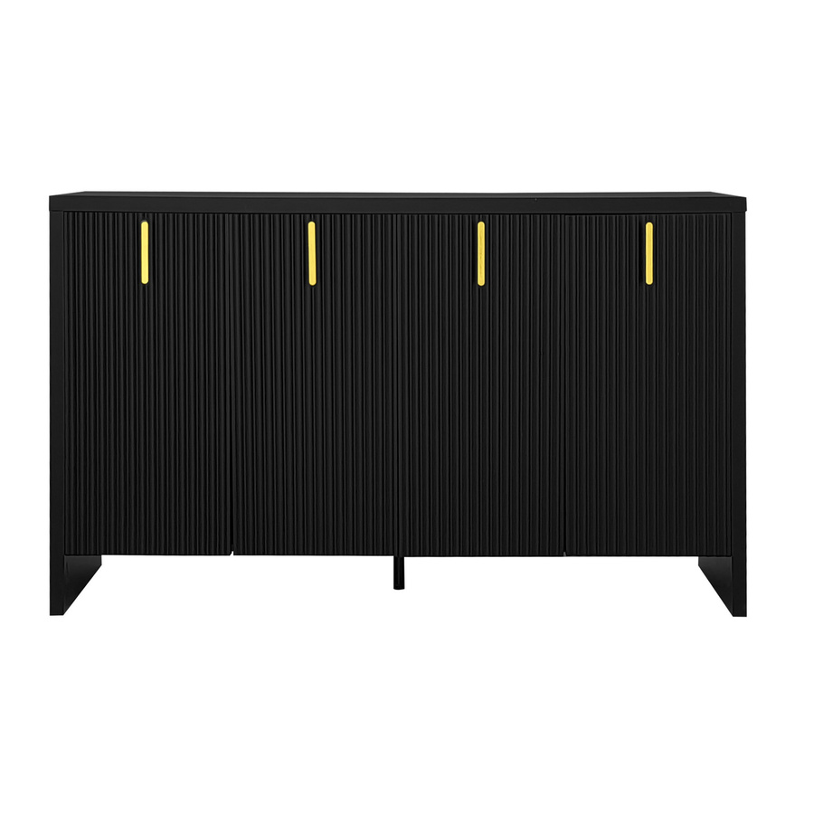 Modernes Sideboard GL Store in Schwarz mit vergoldeten Griffen und verstellbaren Einlegeböden für dein Wohnzimmer, Breite: 140 cm - Bild 2