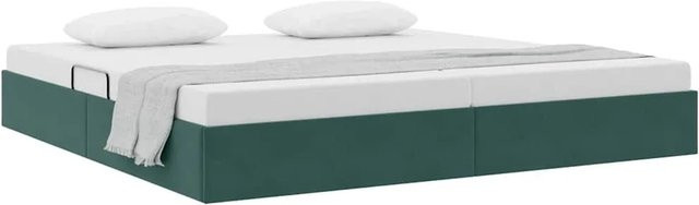 vidaXL Aufbewahrungsbett mit Kopfteil aus Samt und Metall in Dunkelgrün B/T: 200 x 200 cm - Bild 1