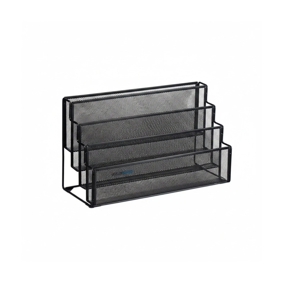 Relaxdays Zeitschriftenhalter aus Metall in Schwarz mit 4 Fächern, freistehendes Mesh-Design für Wohnzimmer und Büro, B/T/H: 26 x 45 x 18 cm - Bild 2