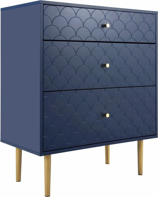 okwish Kommode mit Schubladen in Blau mit Fischschuppenmuster, B/T/H: 89 x 40 x 75 cm - Bild 1