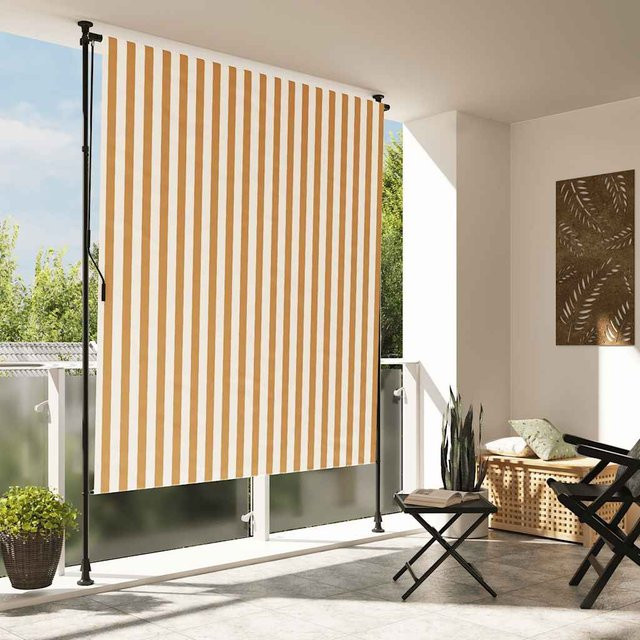 vidaXL Außenrollo Orange und Weiß, B/H: 200 x 270 cm, aus Polyester und Stahl mit manueller Kurbelbedienung - Bild 2
